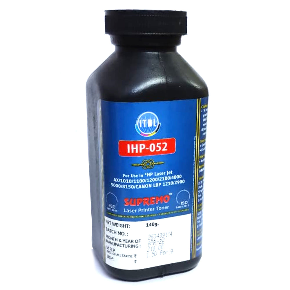 IHP-052 ITDL 12A Toner Powder (140 Gram) For HP LaserJet 1020 / M1005 / P2055 / LBP 2900 / M401 (49A / 80A / 53A / 11A / 55A)